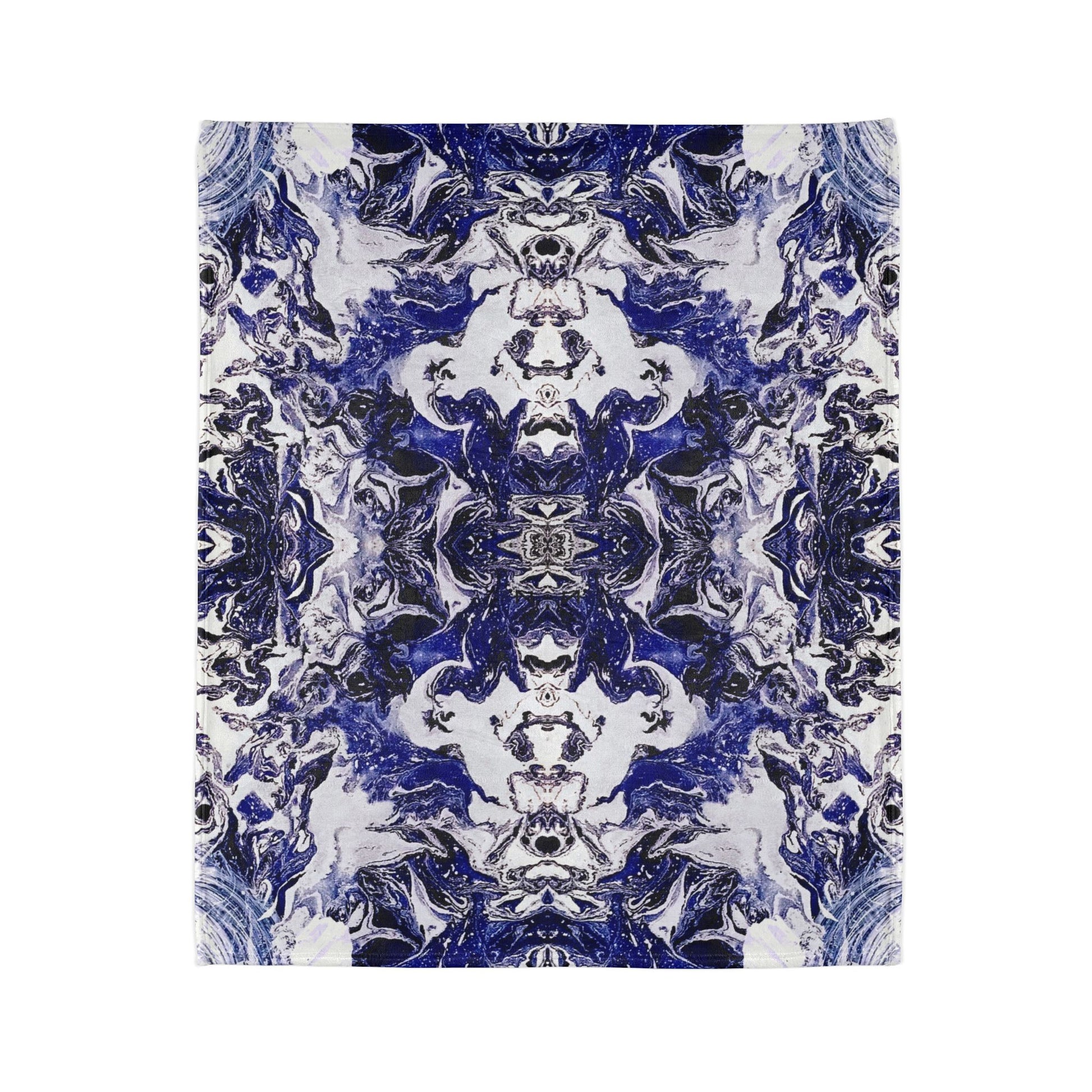 Vertical view of a colorful blanket featuring a vibrant pattern of floral and abstract shapes on a white background, reminiscent of a contemporary painting. Inspired by designs you only find in art studios, it brings a touch of artistic flair to your home decor and house decor. Perfect for enhancing any room with style and creativity, it is an ideal addition for those who appreciate thoughtful interior design and the beauty of art.